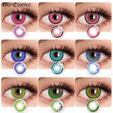 Obbty 1 Pair Colorcon Colored Contact Lenses with Degree Myopia Lenses Anime Accessories Pink Lense Cosplay Lens Halloween