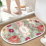 Obbty Home Tech Velvet Super Water Absorbent Bathroom Mat Soft Thicken Non-slip Tub Carpet Flower Easy To Clean Quick Drying Bath Rug