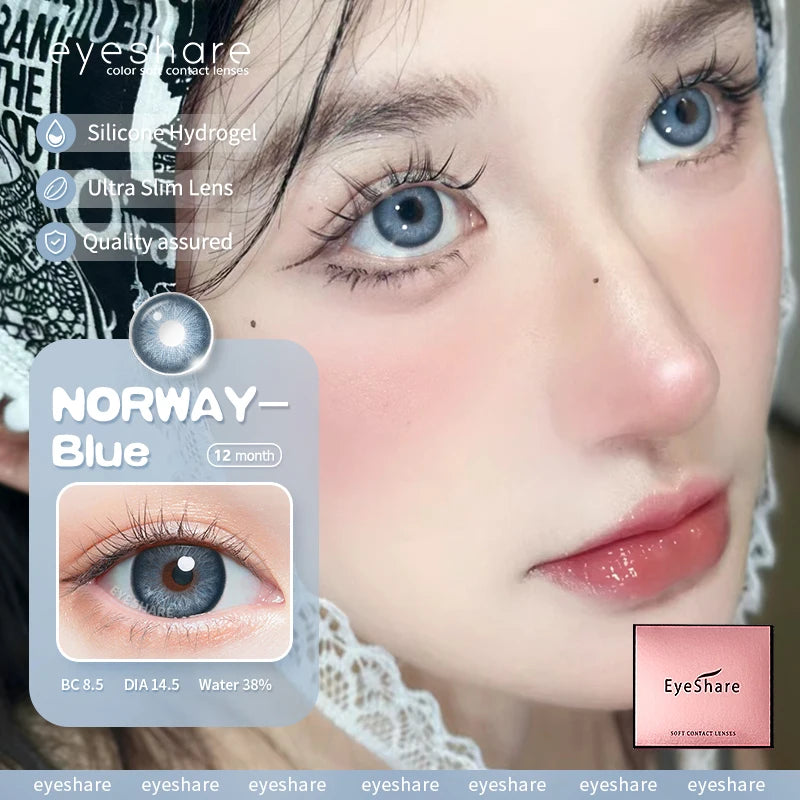 Obbty Colored Contact Lenses for Eyes Natural Eye Lenses Fashion Contact Green Lenses Blue Eye Lenses Gray Pupils 1pair/2pcs