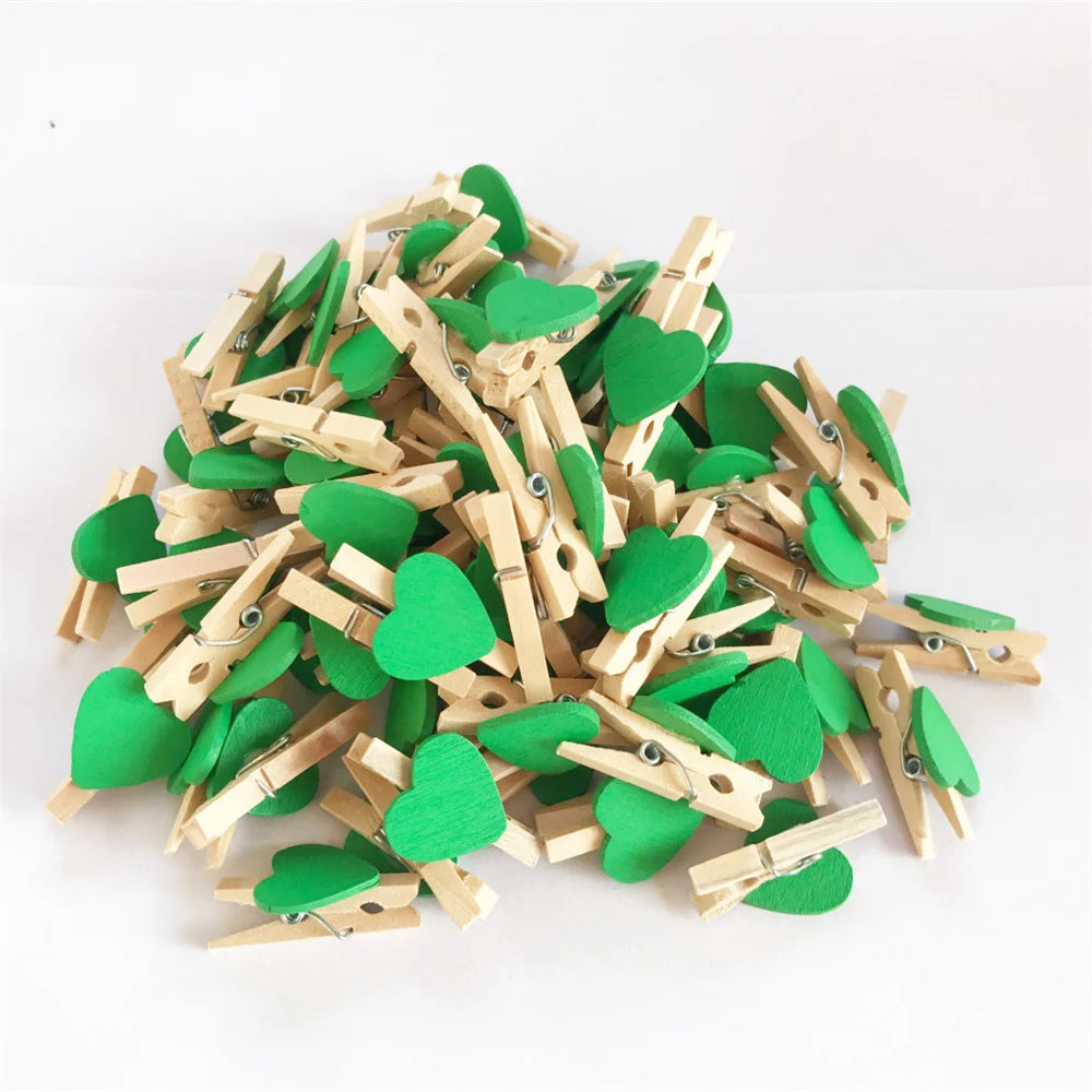 Obbty New 50Pcs/Set Wooden Clips Love Heart Pegs Clothespin DIY Cute Wedding Decoration Craft Pegs Clothespin