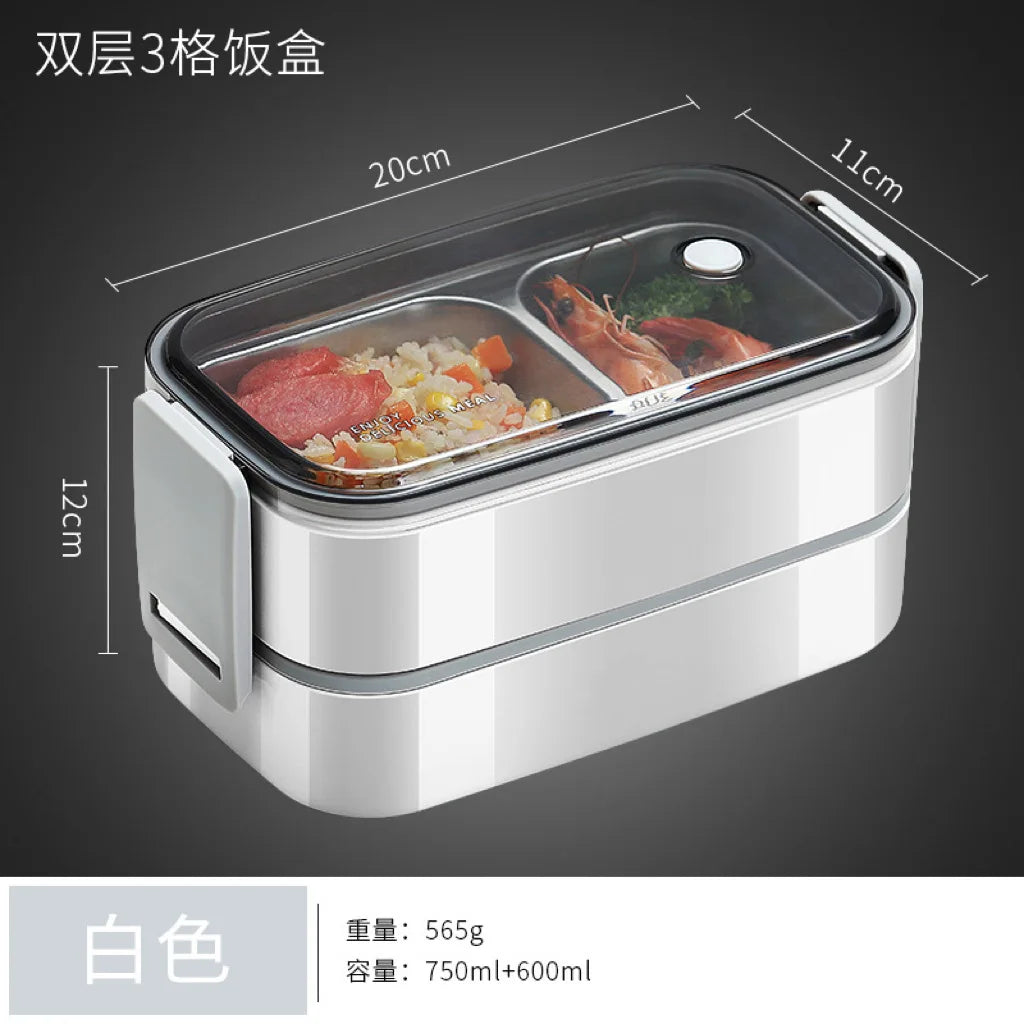 Obbty 304 stainless steel lunch box for Adults Kids School Office 1/2 Layers Microwavable portable Grids bento Food Storage Containers