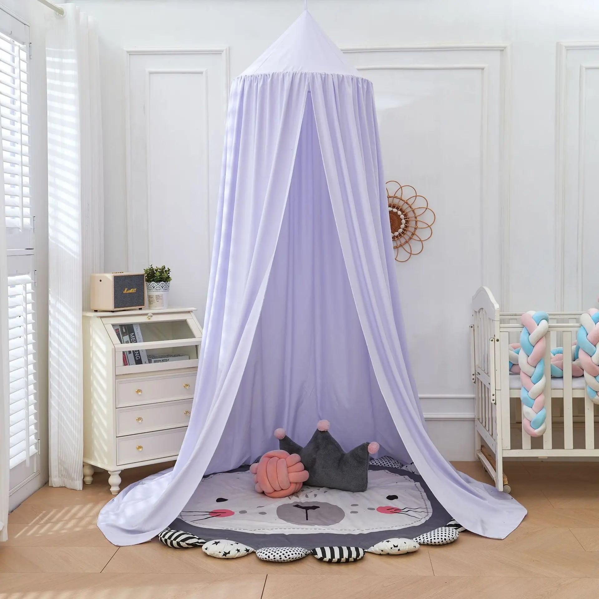 Obbty Summer Fabric Mosquito Net Tent Canopy Window Anti Mosquito Net Nordic Style Solid Color Home and Garden Child Bed