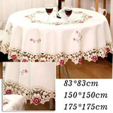 Obbty S/M/L Rose Elegant Round Table Cloth Fashion Embroidery Fabric Art Tablecloth Modern Rural Style Round Tablecloth