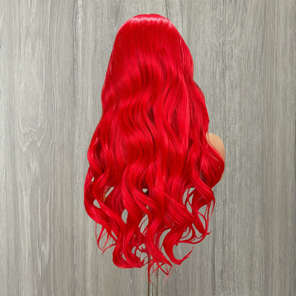 Obbty Hot Red Wig Synthetic Lace Front Wig Body Wave Colored Hair Lace Wigs For Women Synthetic Hair Lace Wigs Cosplay Anime Front