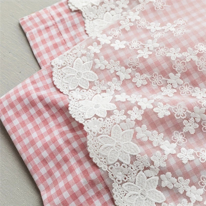 Obbty Japanese Sweet Pink Lace Short Curtains Living Room Korea Double Layer Tulle Half Curtains for Kitchen #A210