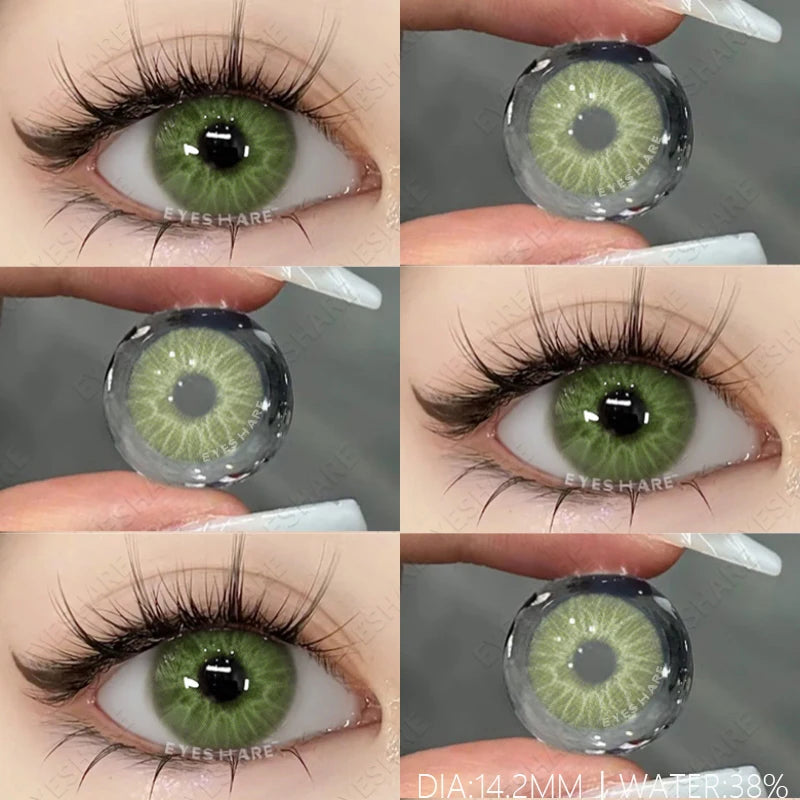 Obbty 1Pair Colored Contact Lenses for Eyes Natural Look Gray Eye Lenses Brown Contacts Blue Lenses Green Eye Lens Yearly