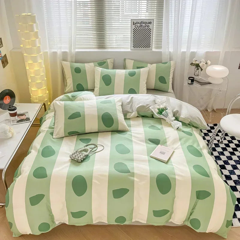 Obbty High-quality Home Pure Cotton Bedding Set 100% Cotton Skin-friendly Queen Duvet Cover Set with Sheets Comforter Cover Pillowcase