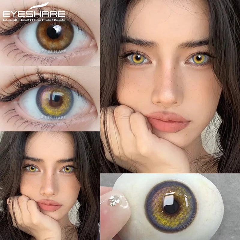 Obbty EYESHARE Colorcon Korean Lenses Colored Contact Lenses 1 Pair Natural Contact Lenses for Eyes Yearly Eye Lenses Beautiful Pupils