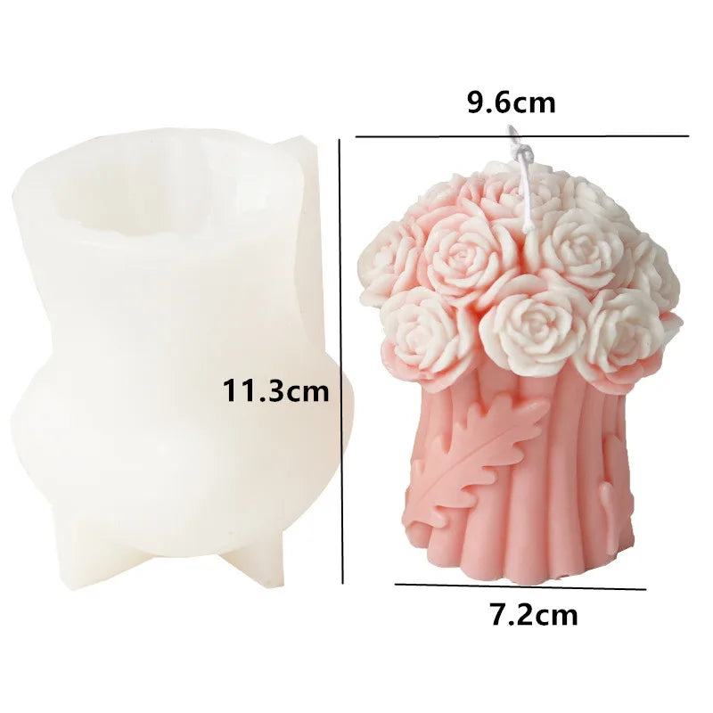 Obbty 3D Large Rose Candle Silicone Mold Valentine's Day Rose Cake Chocolate Silicone Mold Home Decoration Resin Plaster Mold