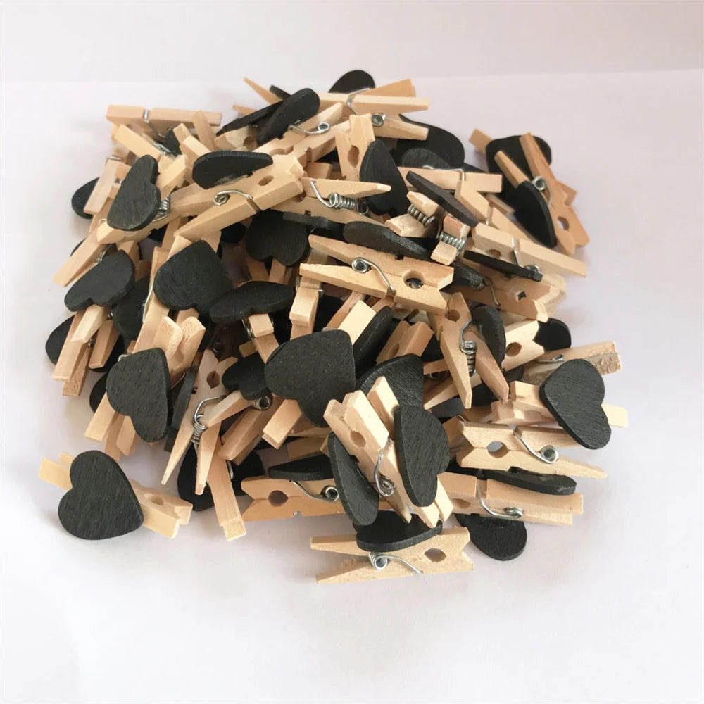 Obbty New 50Pcs/Set Wooden Clips Love Heart Pegs Clothespin DIY Cute Wedding Decoration Craft Pegs Clothespin