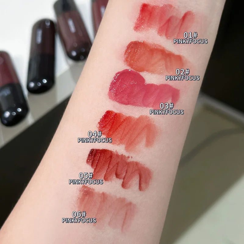 Obbty Red Brown Mirror Lip Glaze Water Light Moisturizing Non-stick Cup Highly Pigmented Red Liquid Lipstick Lip Tint Makeup Cosmetics