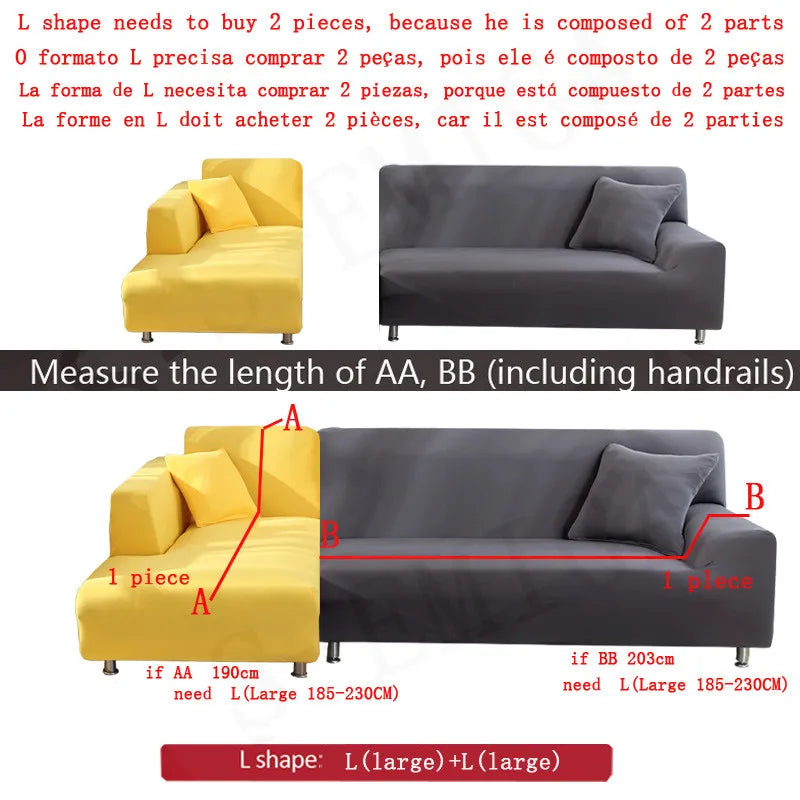 Obbty 1/2/3/4 Seats sofa Couch Cover Waterproof Elastic Corner Sofa Covers L Shaped Sofa Slip Cover Protector Bench Cover thin fabric