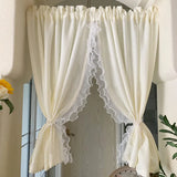 Korean Double Lace With Pearls Tulle Curtains For Bedroom Girl Room French Dream Light Yellow Short Sheer Voile For Door Kitchen