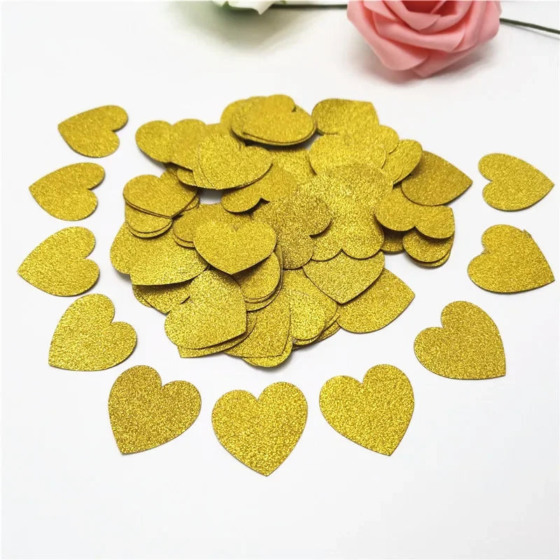 Obbty 100pcs Glittler Rose Gold 3cm Heart Paper Confetti Wedding Card Paper Confettis Birthday Baby Shower Wedding Party Supplies