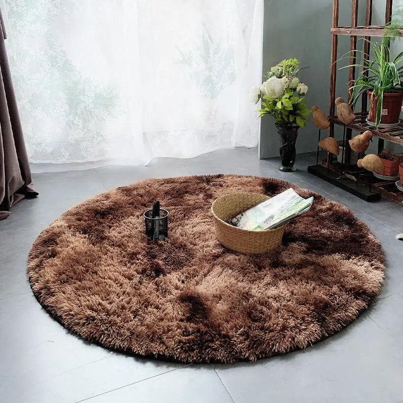 Obbty Pink Shaggy tie-dye Round Carpet Colorful Fluffy Circles Coffee Table Blanket Bedroom Hanging Basket Yoga Rug