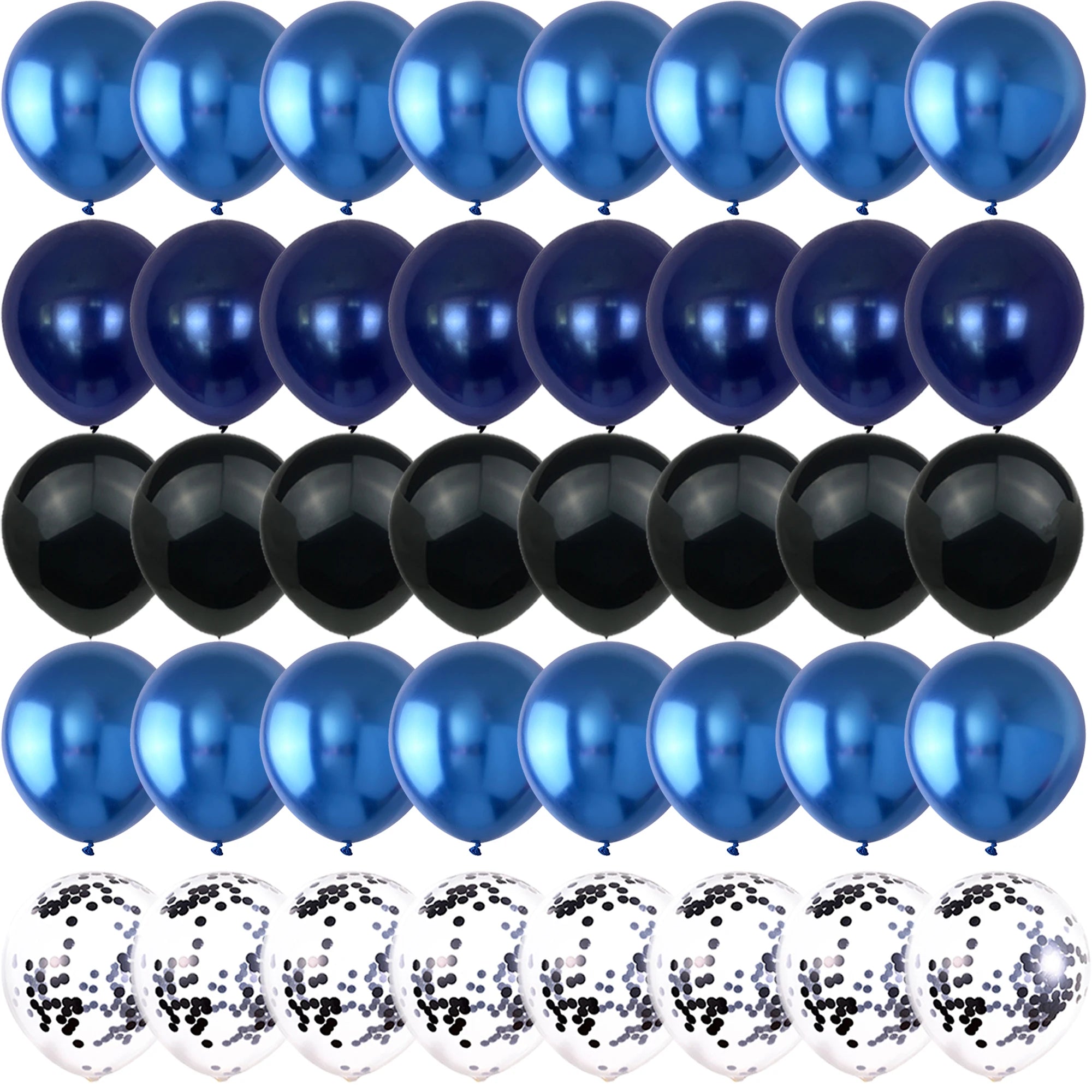 Obbty 40PCS Metal Blue Night Blue Black Balloons Gender Reveal Wedding Valentine's Day Baby Shower Birthday Globos Party Decorations