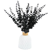 Obbty 10/20Pcs Black Artificial Eucalyptus Branch Stems Faux Halloween Flowers Real Touch Leaves Plant Centerpiece Home Decoration