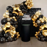 Obbty 134pcs Black Gold Balloon Garland Arch Kit Latex Confetti Balloon Happy Birthday Party Decor Wedding Anniversary Baby Shower