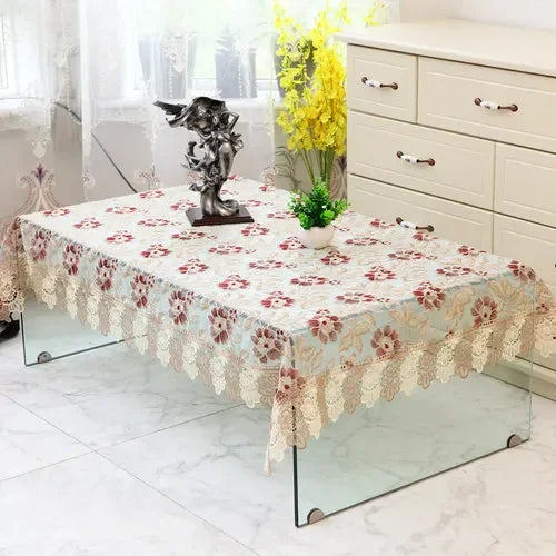 Obbty Luxury Lace Tablecloth Tea Table Cloth TV Cabinet Tablecloths Romantic Embroidery Table Cover for Dining Table Clothes Cloths