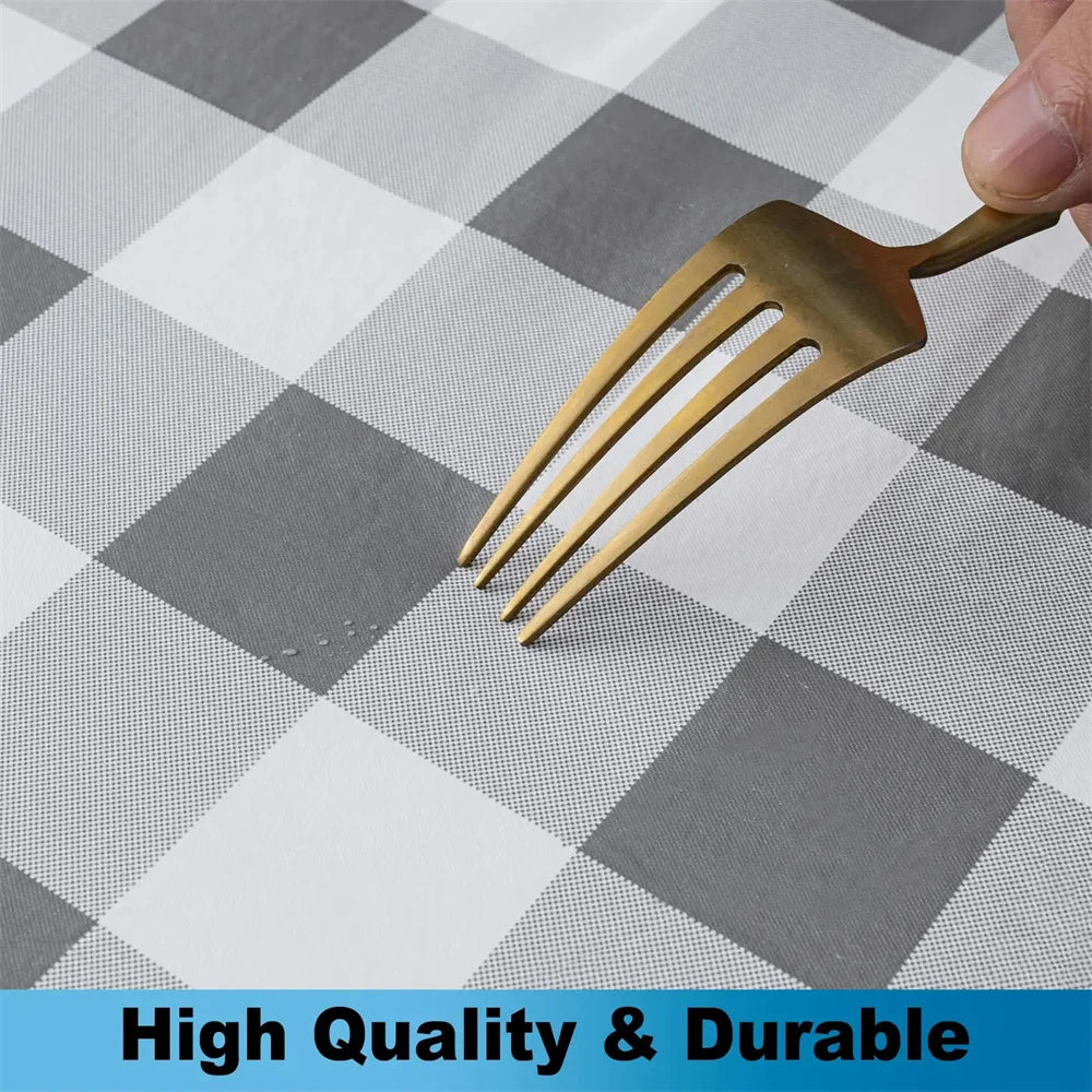 Obbty Round Table Cloth Elastic Waterproof Table Cover Fitted Vinyl Tablecloth For Home Decoration Party Camping Table Cloth