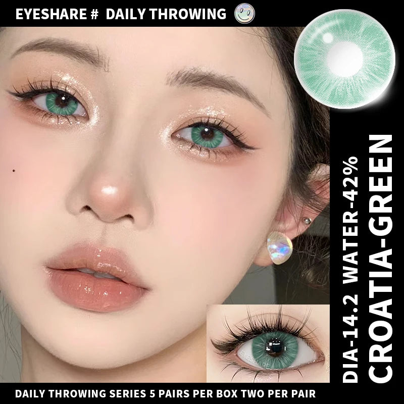 Obbty 1 Day Lens Color Contact Lenses for Eyes 5 Pairs Daily Lens 42% High Water Content Comfortable to Wear Daily Disposable