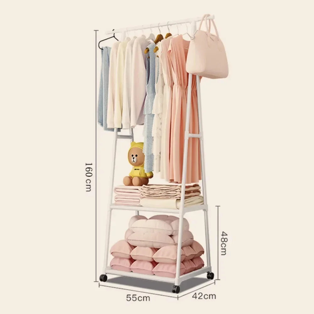 Obbty Standing Coat Rack Triangle Pulley Clothes Racks With Wheels Household Simple Cool Coat Shelf Bedroom Hanging Clothes Storage