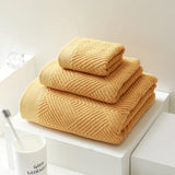 Obbty 3Pcs/Pack Long-Staple Cotton Bath Towel Face Towel Set Solid Soft Quick-dry Bath Towels Beige Gray Yellow Beach Towel