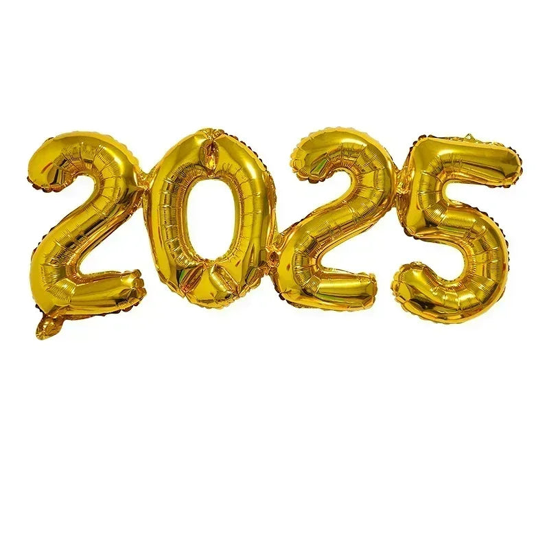 Obbty 2025 Crown Number Foil Balloons Happy New Year Eve Party Decoration Photo Booth Props Supplies Christmas Home Decor Navidad 2025