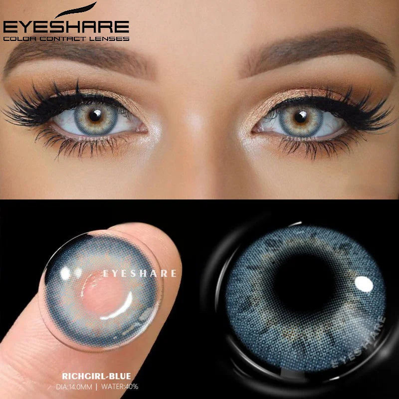 Obbty 1 Pair Color Contact Lenses For Eyes Pattaya Natural Yearly Use Lenses Blue Multicolored Contact Lens Beauty Pupils