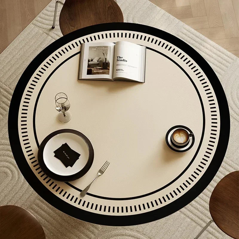 Obbty Round PVC Tablecloth Leather Waterproof Oil-proof Dining Table Mat Japanese Minimalist Style Home Decoration Tablecloths