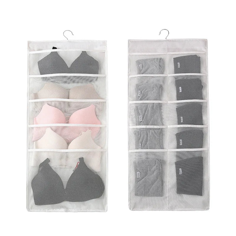 Obbty Bedroom Closet Underwear Storage Bag Simple Household Wall-Hanging Double-Sided Storage Fabric Bra Socks Briefs Organizer Rack