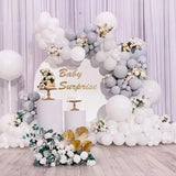 Obbty Balloons Arch Set White Grey Balloon Garland Birthday Party Balloon Arch Kit Wedding Baby Baptism Shower Balloon Decoration