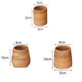 Obbty Handmade Pen Holder Woven Wood Vine Rattan Stationery Container Storage Box Organizer Students Gifts Office School Desk Supplies