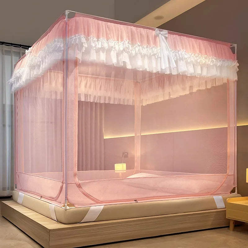 Obbty Princess Design Palace Mosquito Net Dust Baby Anti-drop Bracket Encryption Bed Canopy Large Space 1.7M Height