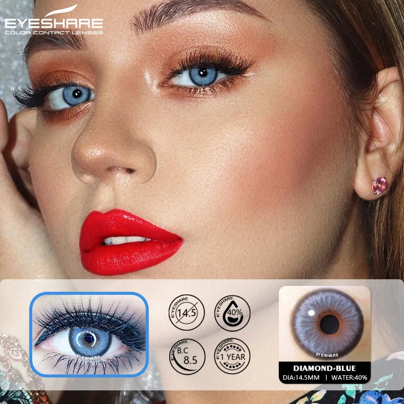 Obbty EYESHARE 2pcs Natural Colored Contact Lenses For Eye Color Lens Eyes Blue Beauty Contact Lenses Eye Yearly Cosmetic Color Lens