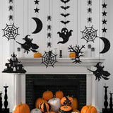 Obbty 6pcs Halloween Hanging Banner Garland Scary Spider Witch Ghost Bat Pendant Ornament Happy Halloween Party Decorations for Home