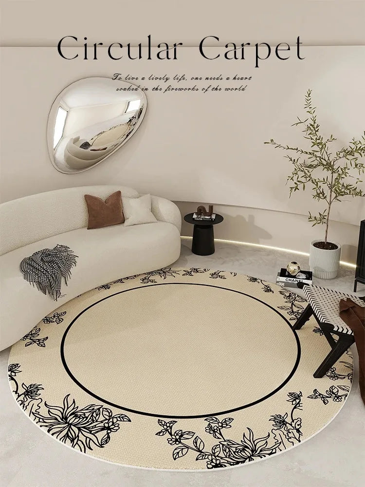 Obbty Nordic Style Living Room Large Area Carpet Round Bedroom Bedside Carpet Minimalist Home Decoration Rug Easy Care Balcony Rugs IG