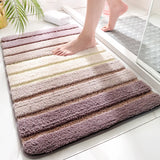 Obbty Simple Stripe Thicken Non-slip Bathroom Rug Large Capacity Super Absorbent Quick-drying Bath Carpet Entrance Door Flocked Rugs