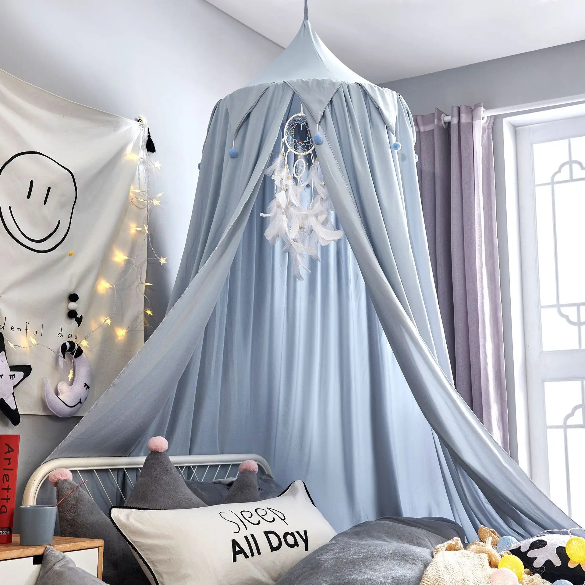 Obbty Baby Room Decoration Balls Mosquito Net Curtain Canopy Round Crib Netting Tent Kids Bed Valance Photography Props