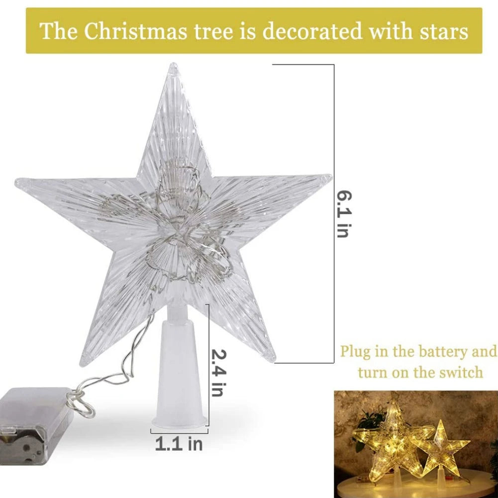 Obbty Christmas Star Tree Topper Lighted with LED Lights Beautiful Star Lighting Holiday Decoration for Christmas Tree Home Decoration