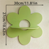 Obbty Flower Shape Wall Storage Holder Wooden Wall Art Wall Decoration Floating Plant Shelf For Bathroom Home Room Decor Gift Bedroom