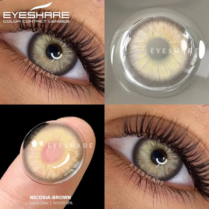 Obbty 1pair Natural Color Contact Lenses for Eyes Fashion Blue Lenses Gray Pupils Brown Lenses Yearly Cosmetic Green Contacts