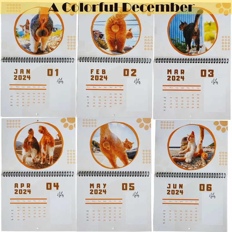 Obbty 2024 Funny Cats Buttholes Balls Calendar Hilarious Hangable Funny Cats 12 Month Calendar For Plan Notes 21x29cm