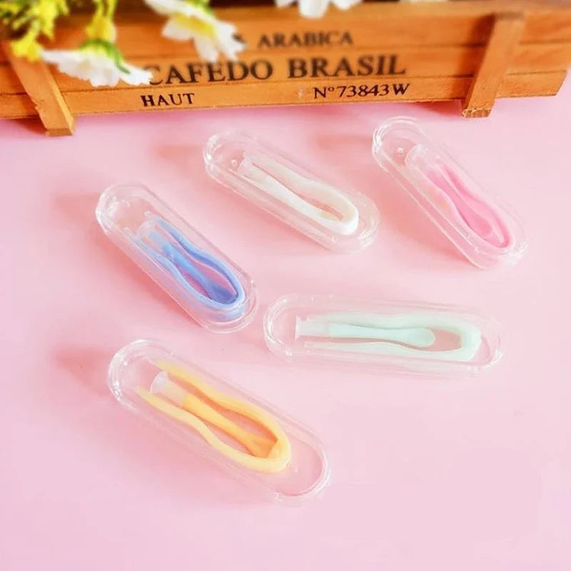 Obbty Color Contact Lens Case Clip Stick Tweezers Combination Box Piece Clip Set for lenses random color Case