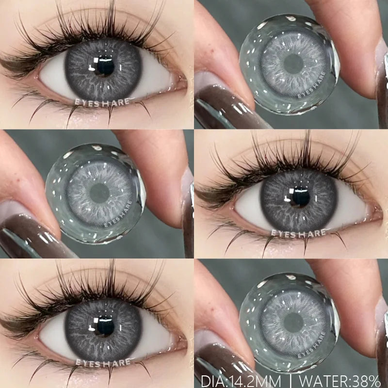 Obbty 1Pair Colored Contact Lenses for Eyes Natural Look Gray Eye Lenses Brown Contacts Blue Lenses Green Eye Lens Yearly