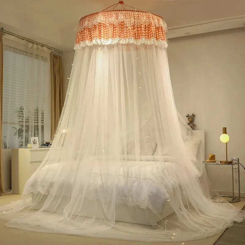 Obbty Round Dust Ceiling Three-door Mosquito Net Princess Style Child Room Mosquito Net Summer Home Encryption Breathable Mosquito Net