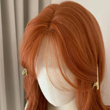 Obbty Orange Wig for Women Lace Front Big Wave Curly Long Hair for Cosplay Daily Use 24inch Pumpkin Color Halloween Wigs