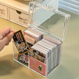 Obbty Kpop Photocard Storage Box Transparent Acrylic Photo Card Organizer Compartment Flip Box Card Case Protector Container Korean