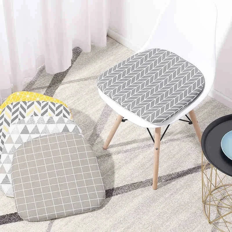 Obbty Nordic Print Sponge Dining Chair Cushion Cotton Hemp Non-Slip Dining Decor Chair Cushions Comfor Office Living Stool Cushion