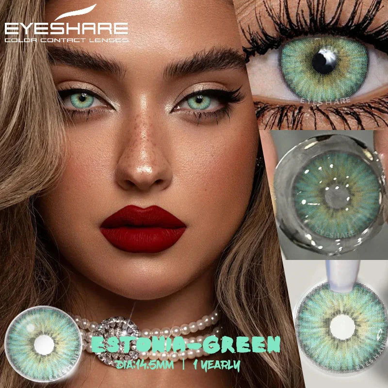 Obbty  1Pair Fashion Colored Contact Lenses New Gray Lenses Blue Eye Contacts Cosmetic Green Eye Lenses Yearly Color Eye Lens